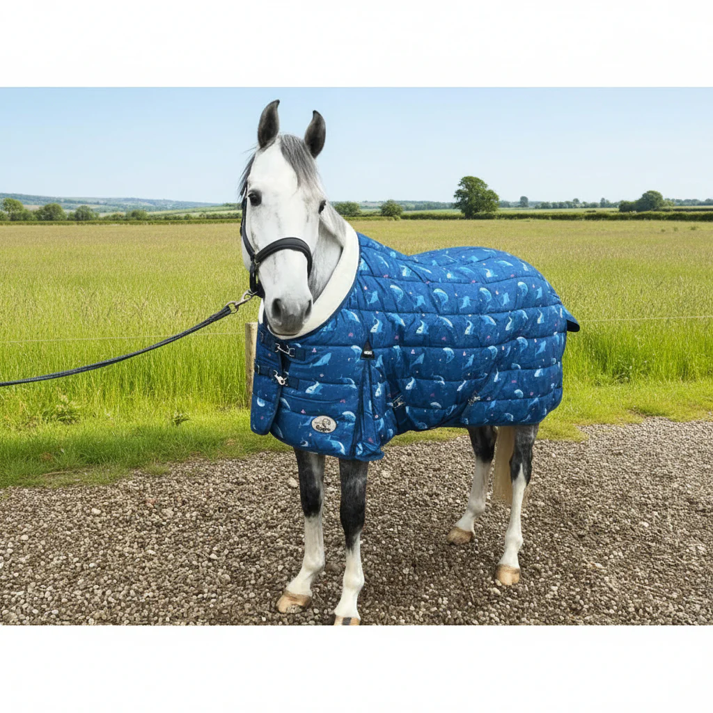 400g Heavyweight Stable Rug With Fleece Collar - Shark Print - Image 3