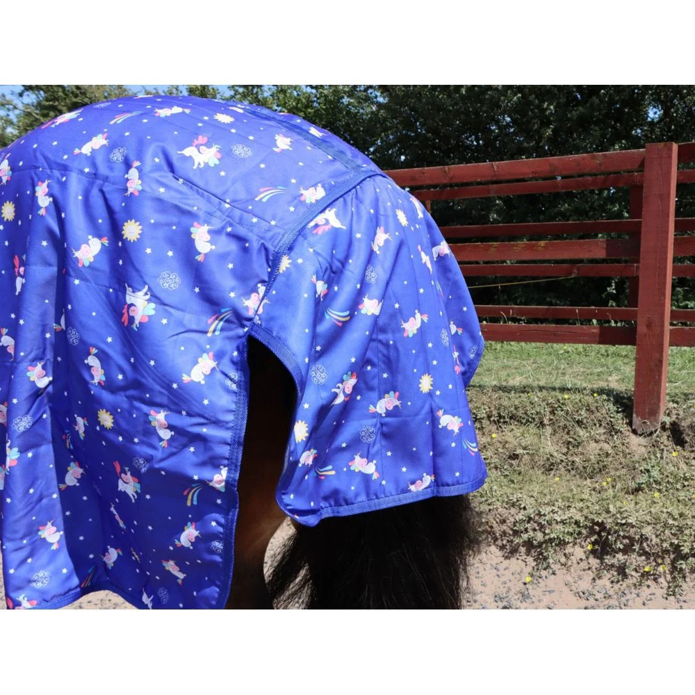 Heavy Horse 50g Stable Rug With Fleece Collar - Unicorn Print - Image 4