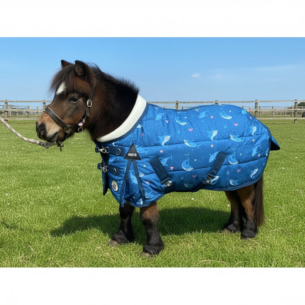 Shetland-Miniature-Donkey-Section A 400g Stable Rug - Shark Print - Image 5