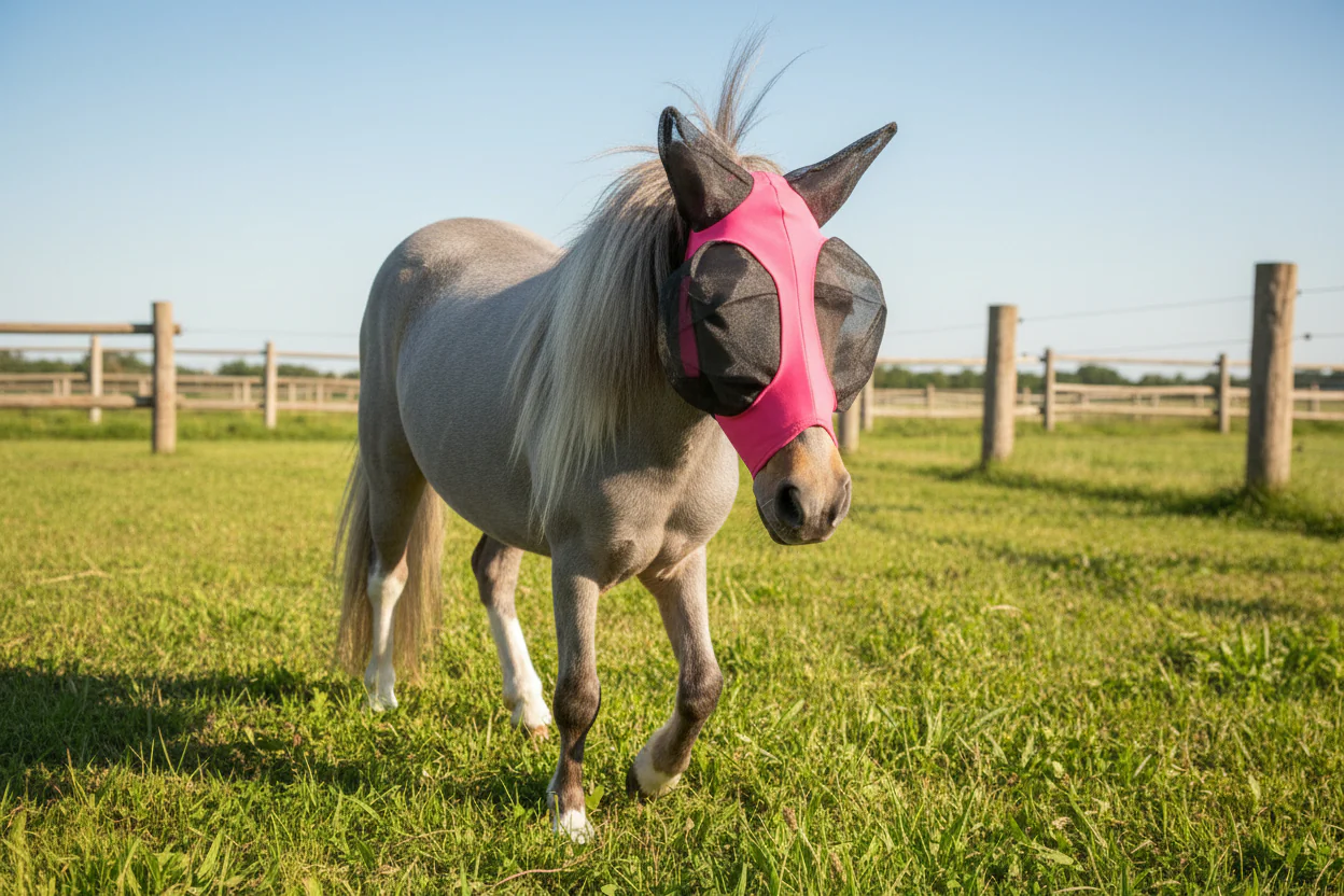 Shetland-Miniature-Section A Pull On Fly Mask With Ears - Image 9
